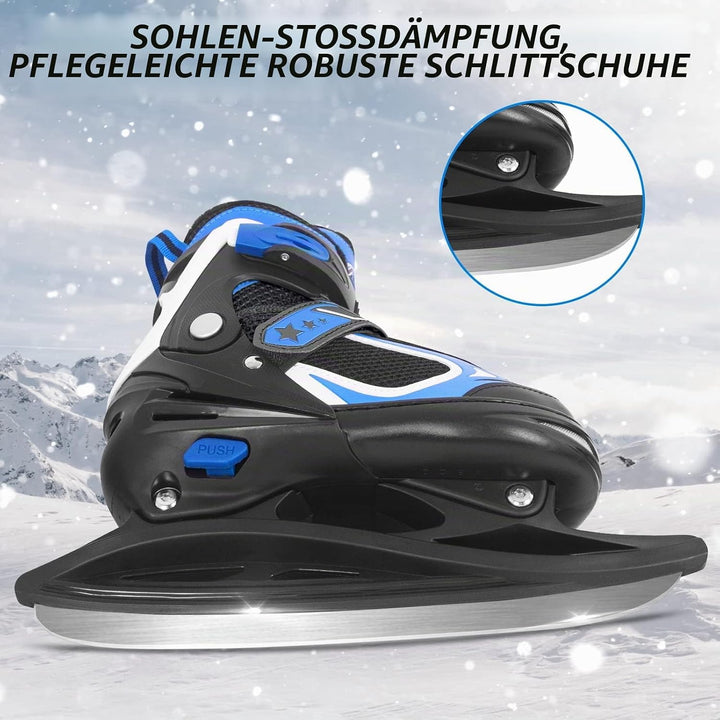 Nattork Schlittschuhe Kinder - 4 Grösse Verstellbare Eislaufschuhe Kinder Jugendliche, Ice Skates Mi