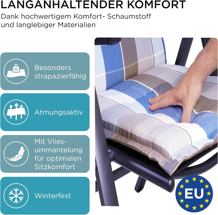 gardisun Gartenstuhlauflagen Hochlehner mit Kopfteil I Extra Dicke Sitzauflagen I Made in Europe I P