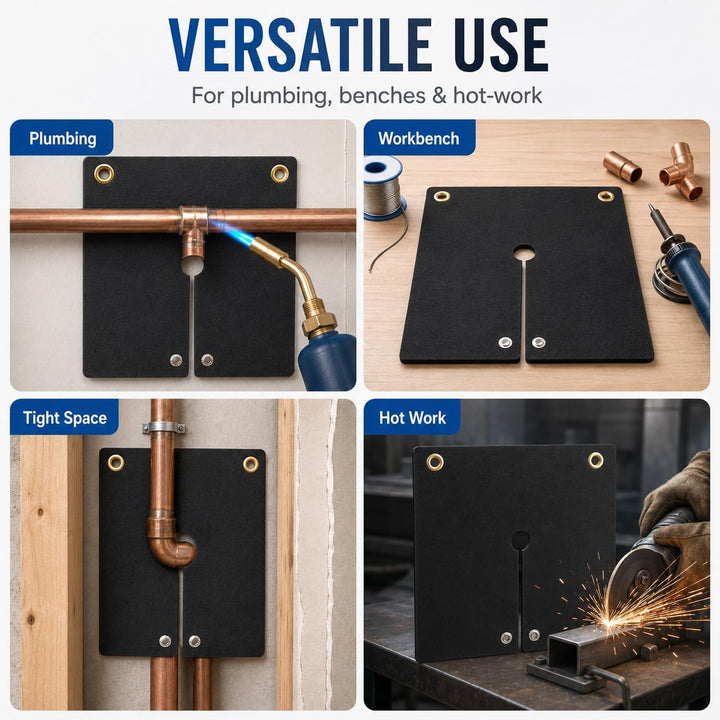 PAWBOSE Schweissdecke, 60 x 60 cm, 2er-Pack, 5 mm dicker, feuerfester Hitzeschutz aus Kohlefilz, hit