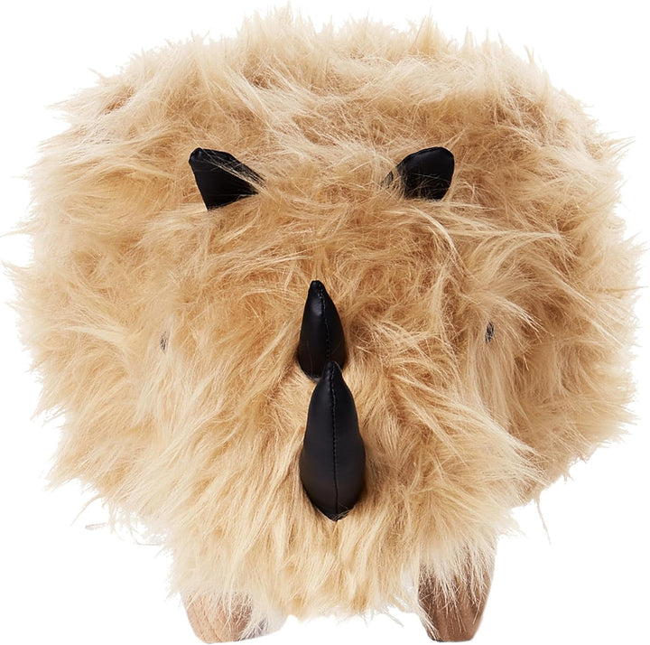 Flauschiger Hocker in Tierform Felloptik sandbeige Tierhocker für Kinder Rhino