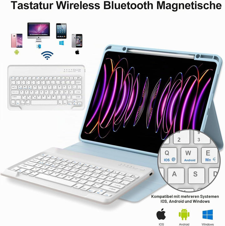 IVEOPPE Hülle mit Tastatur für iPad Pro 12,9 Zoll 6./5./4./3. Generation Con Touchpad, Deutsches QWE