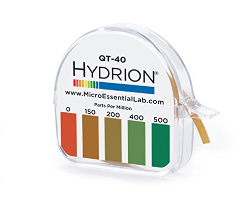 Hydrion QT-40 Quaternäres Desinfektionsmittel-Testband, 4,6 m Rolle, Quat-Farbdiagramm, 0-500 ppm Re