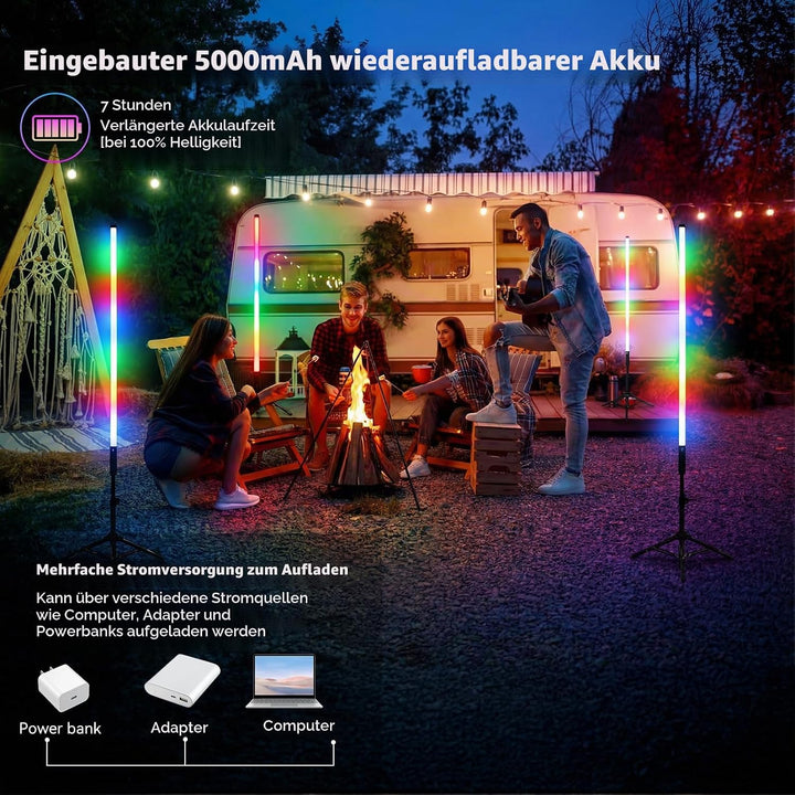 2 Stück 90cm LED Videolicht Mood1 Pro mit Stativ, LED Handheld Fotografie Lichtdimmbar und Musikmodu