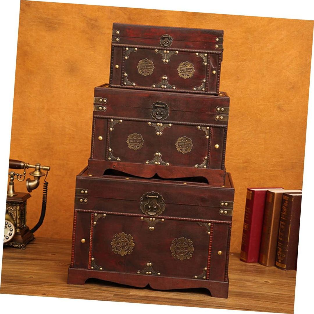 Veemoon Holzkasten Vintage Dekorative Box Schatzkiste Holz Schatztruhe Vintage Schmuckschatulle Vint