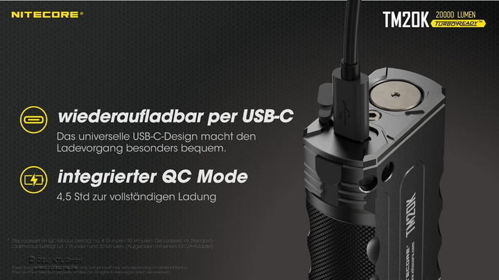 Nitecore Suchscheinwerfer TM20K inkl. Akku, Holster, max. 20000 Lumen, USB-C aufladbar, LED Outdoor
