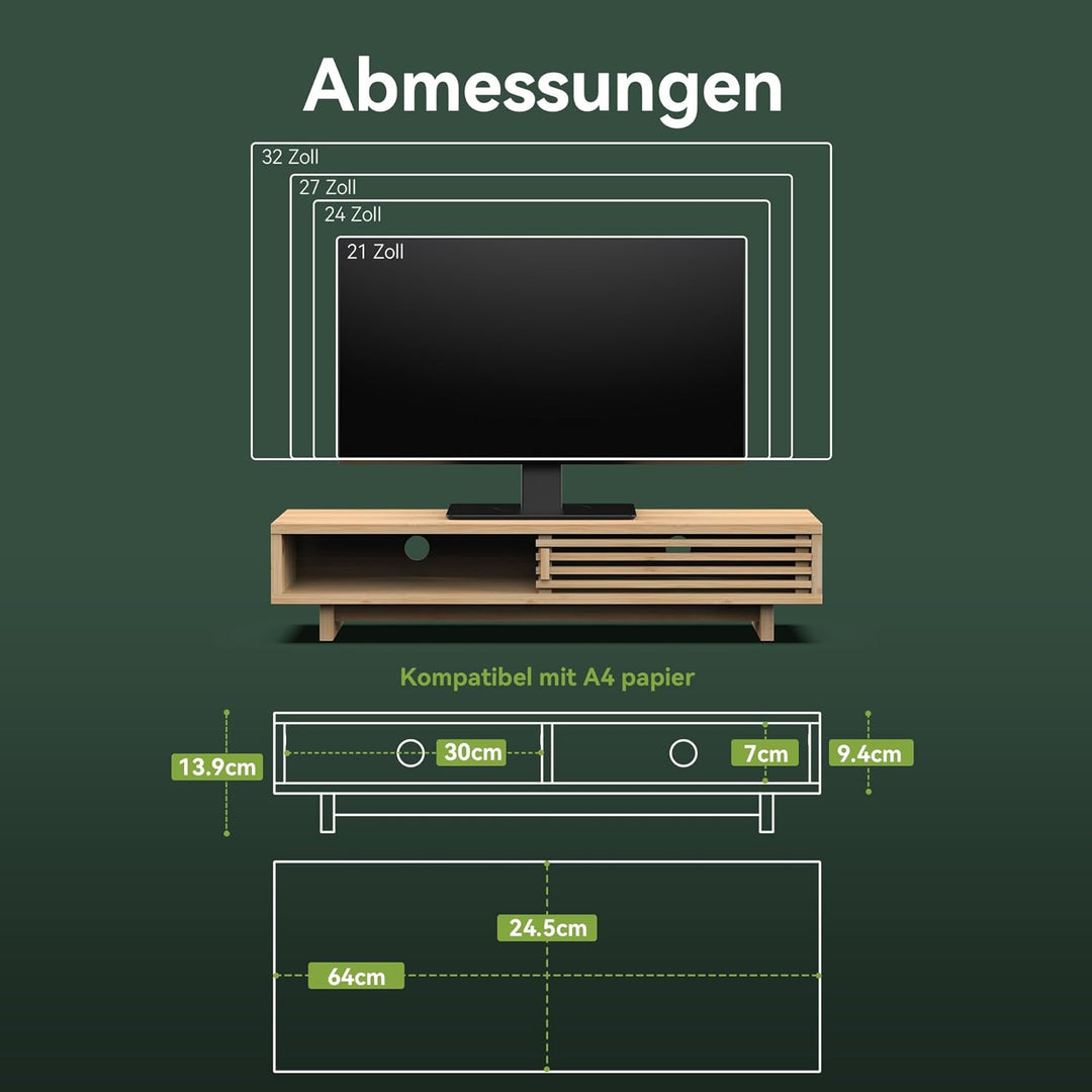 Dual-Monitorständer mit Schiebetür, doppelter Computer-Laptop-Ständer, Schreibtischregal-Organizer m