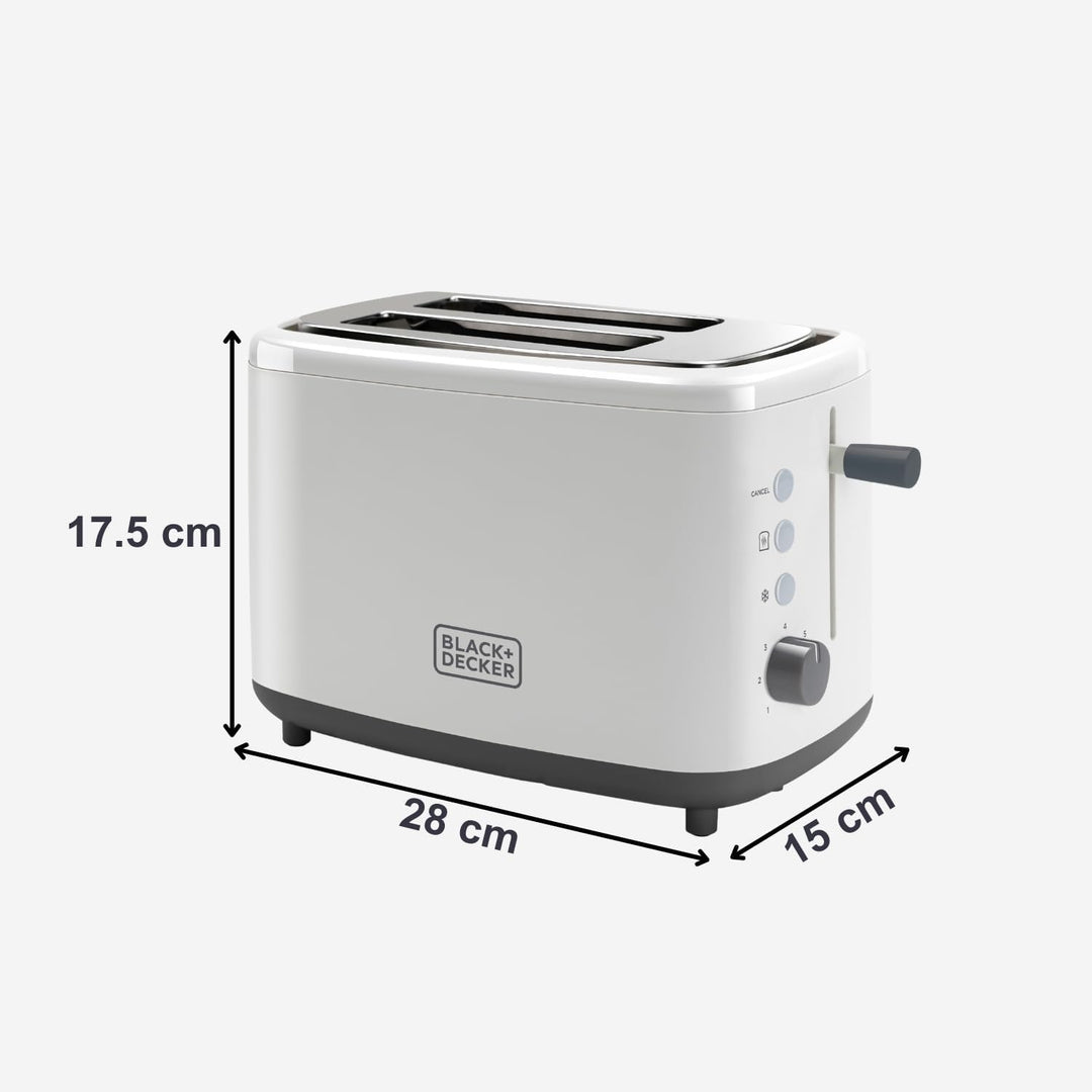 Black+Decker + Decker BXTO820E - Toaster 820W. 2 breite Toastschlitze. 7 Röstgradstufen. Automatisch