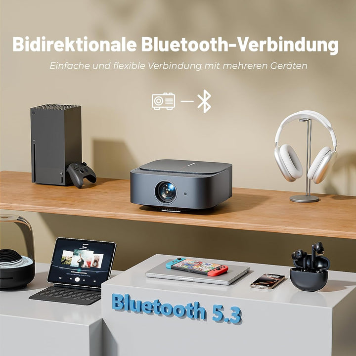 Beamer 4K【Official Netflix & Remote Focus/Trapezkorrektur】 25000 Lumens Beamer 4K Heimkino Unterstüt
