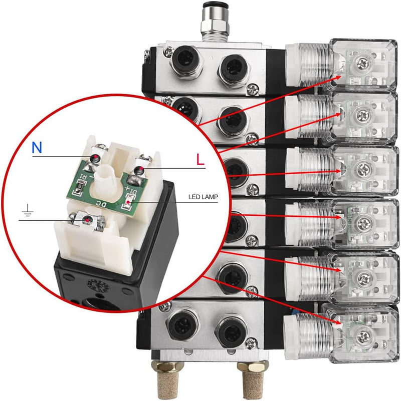 Heschen Elektrisches Pneumatisches 6 Magnetventil 4V210-08, DC 12 V, PT1/4, 5 Wege 2 Positionen, Ver