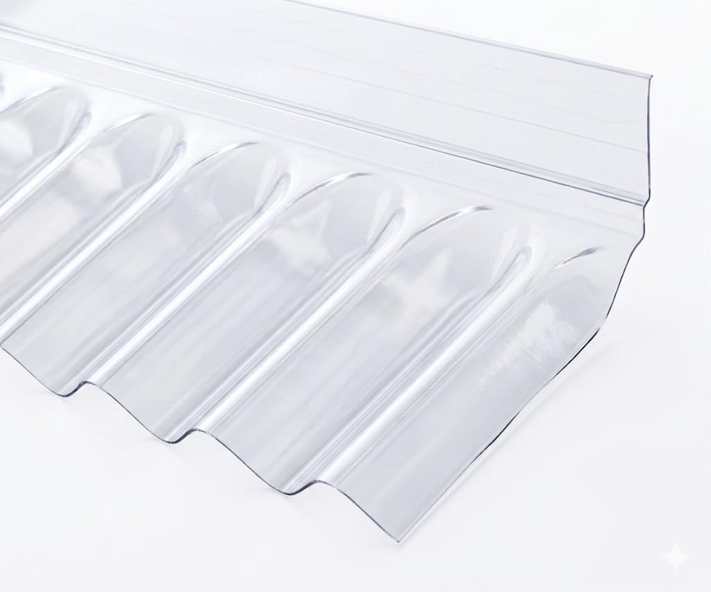 WANDANSCHLUSS FÜR PVC-WELLPLATTEN, PROFIL 76/18 - SINUS-PROFIL, TRANSPARENT, ELASTISCH, 71 CM LÄNGE,