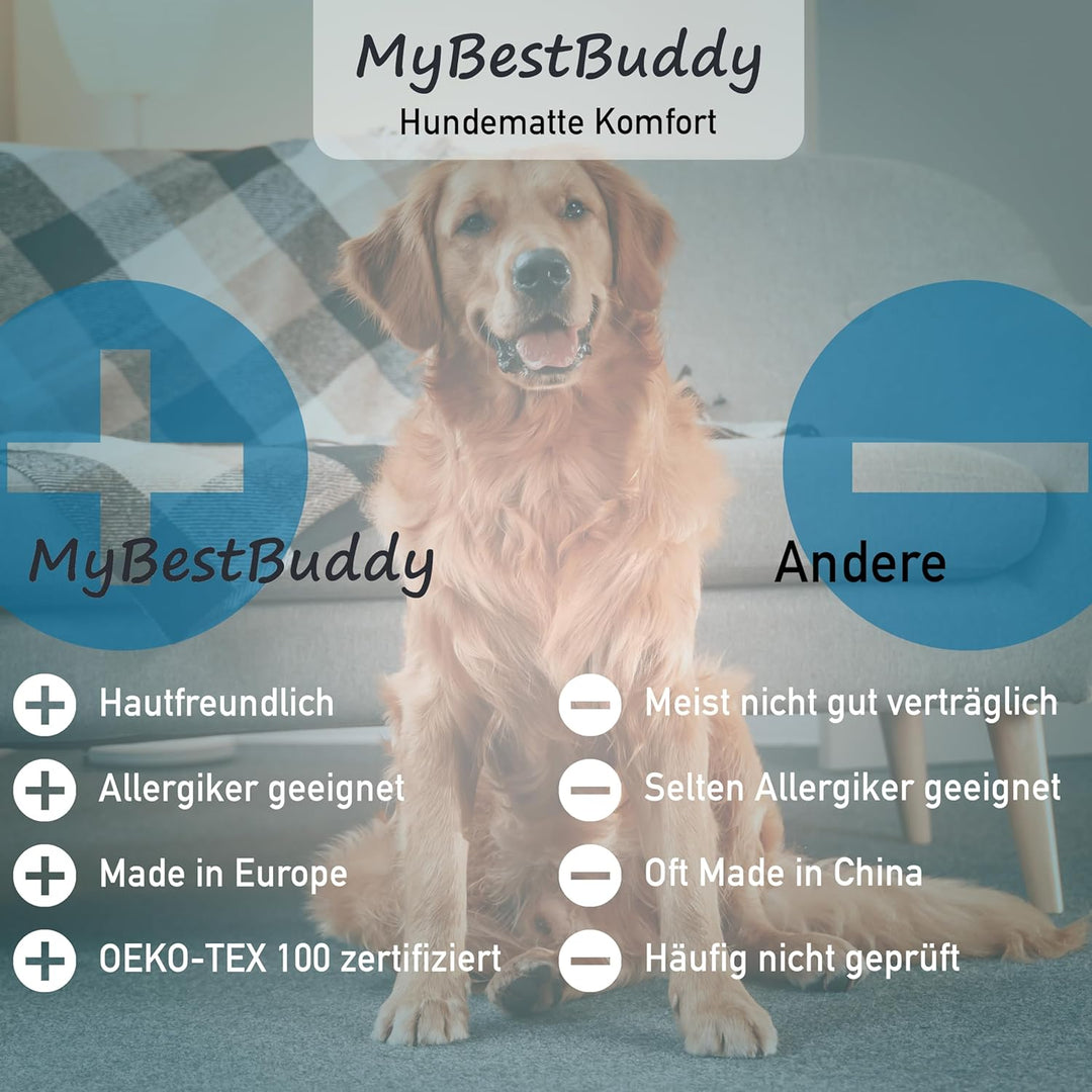 MyBestBuddy Hundekissen Komfort grau 120x80 cm XXL, allergikerfreundlich (100% Polyester), rutschfes