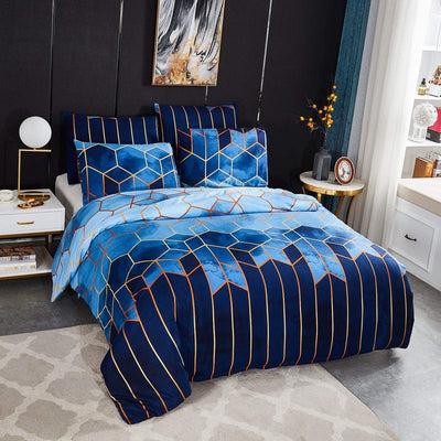 Luofanfei Bettwäsche Blau 200X200 cm Gestreift Bettbezug Set 3 Teilig Bettwaesche Mit Reissverschlus