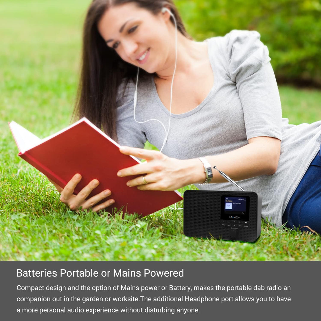 LEMEGA DR3 Tragbares Radio mit DAB+/DAB/FM,Büro Radio DAB Plus Bluetooth,Batteriebetrieben &amp; Netzbet