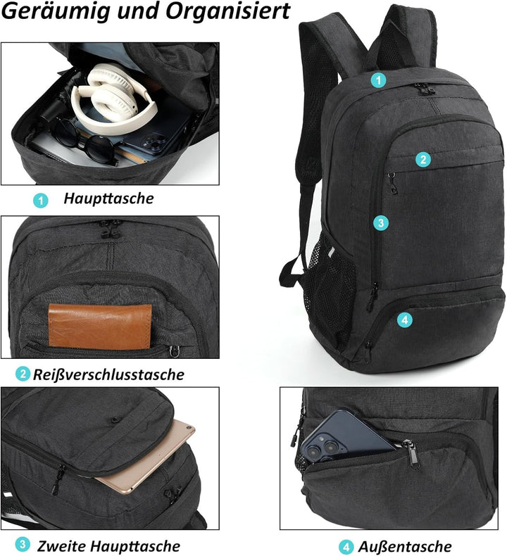 TANTOMI Wanderrucksack Ultraleicht Faltbarer Rucksack Klein, Packable Tagesrucksäcke Trekkingrucksac