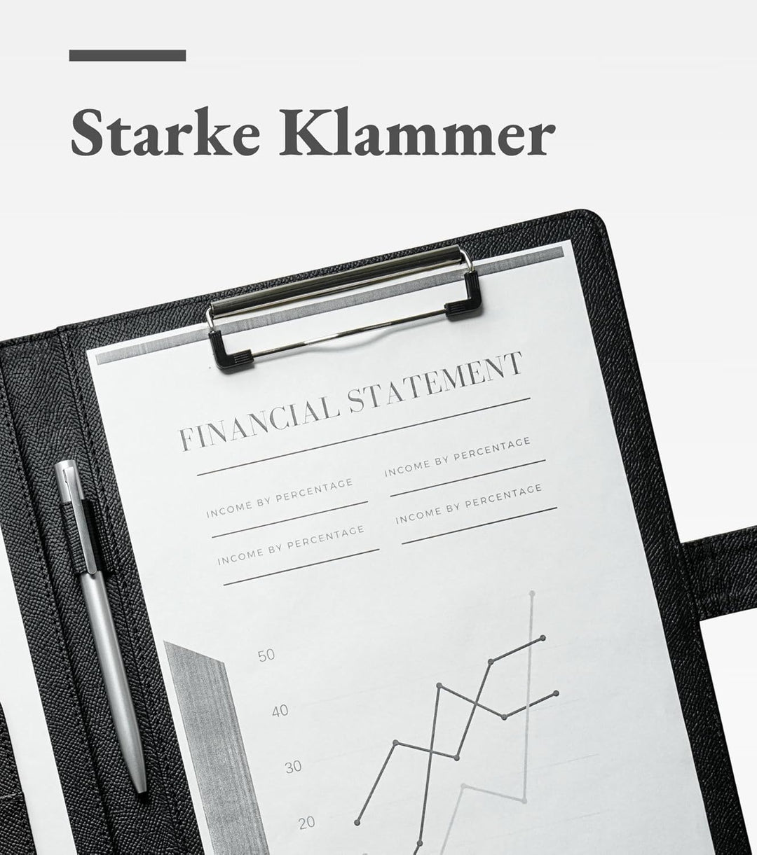 Mymazn Klemmbrett A4 mit Deckel, Mappe A4 Schreibmappe Klemmbrettmappe in Schwarz, PU-Leder Konferen