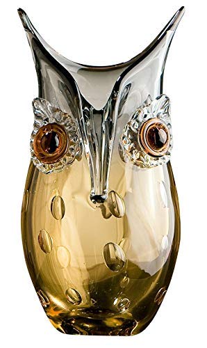GILDE GLAS art Design-Vase Eule - Dekoobjekt handgefertigt aus Glas H 27 cm