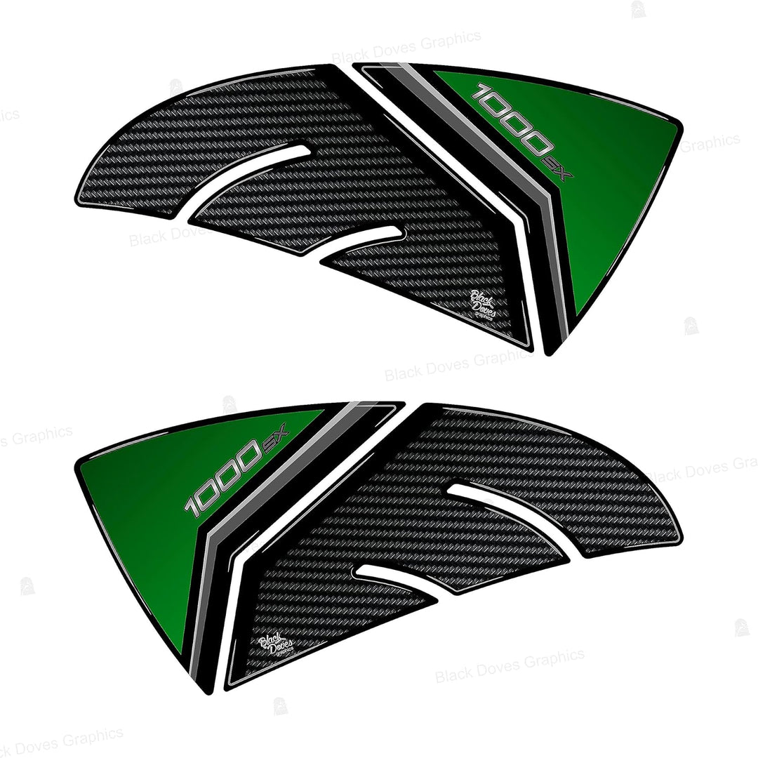 3D Harz-Aufkleber Protektoren kompatibel mit Kawasaki Ninja 1000 SX 2020-2022 (Seitenschutz Tank) Ta
