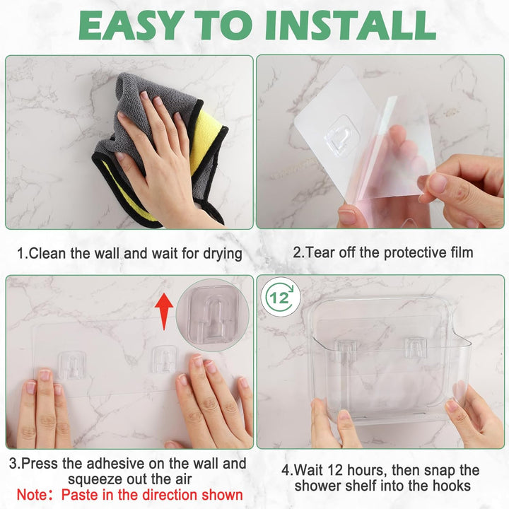 2Pcs Duschablage Ohne Bohren, Acryl Badezimmer Organizer Kleberegal, Transparentes Badregal Ohne Boh