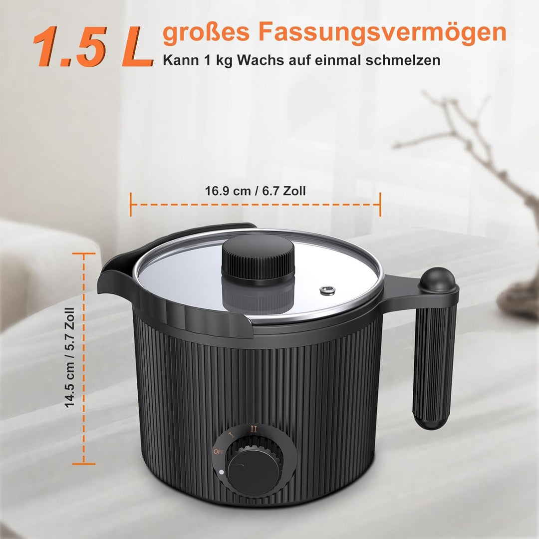venpow Wachsschmelztopf mit Ausgiesser, kerzen selber machen set für erwachsene Anfänger, 1,5L gross