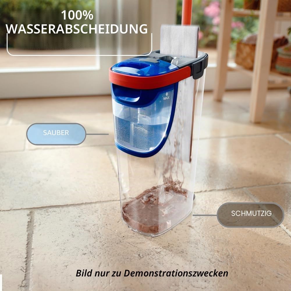 Vileda H2PrO Bodenwischer, Mikrofaser, Frisch- und Schmutzwassertrennung | Zweitanksystem | 132 cm S