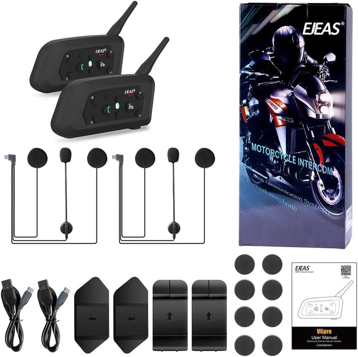 VNETPHONE V6 Motorrad Intercom Bluetooth Headsets 1200m bis zu 6 Reiters DSP-Rauschunterdrückung, Wa