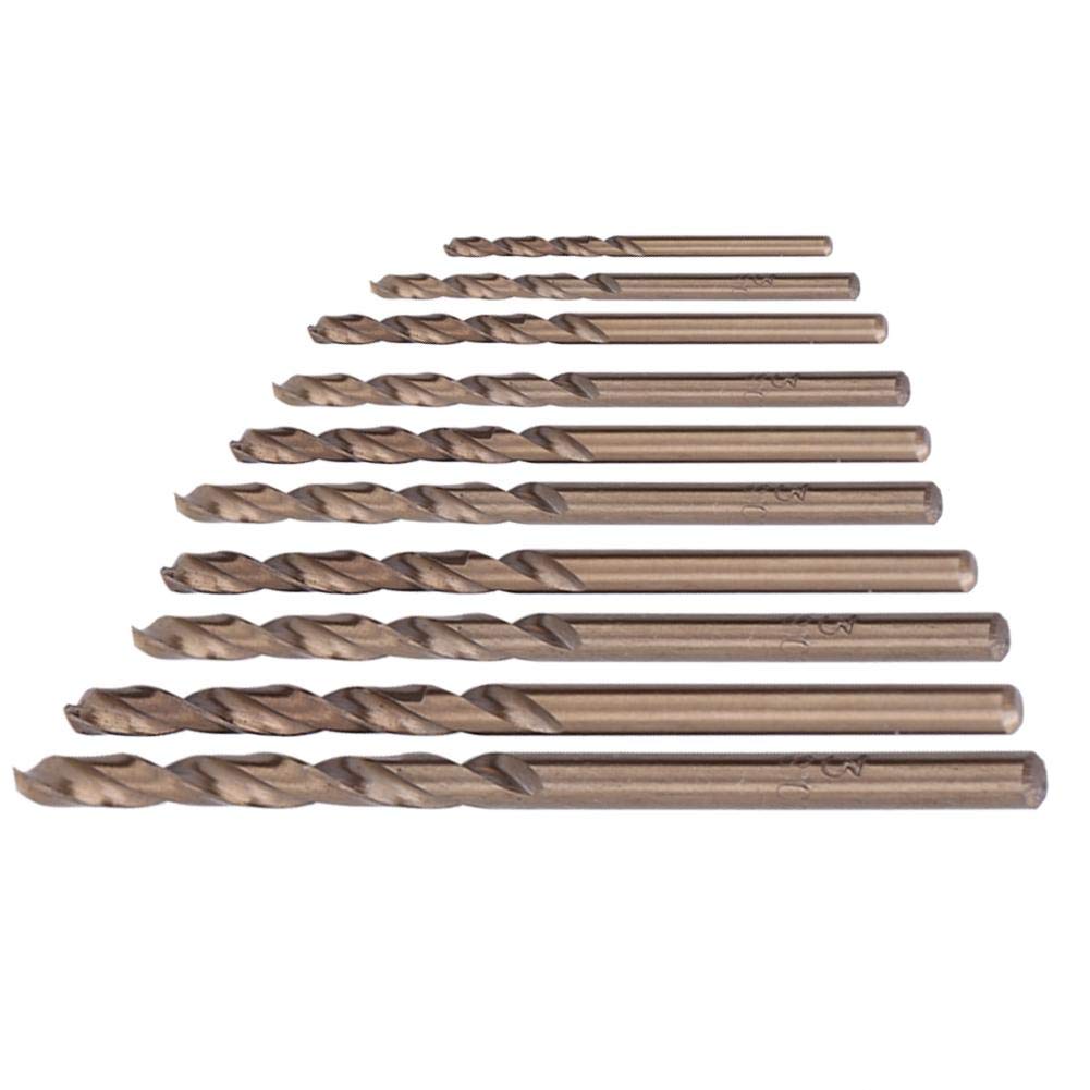 Spiralbohrer Set M35 HSS Kobalt-Bohrer 10er-Set 1–5 mm Bohrer zum Bohren in Edelstahl 1mm-5mm (Total
