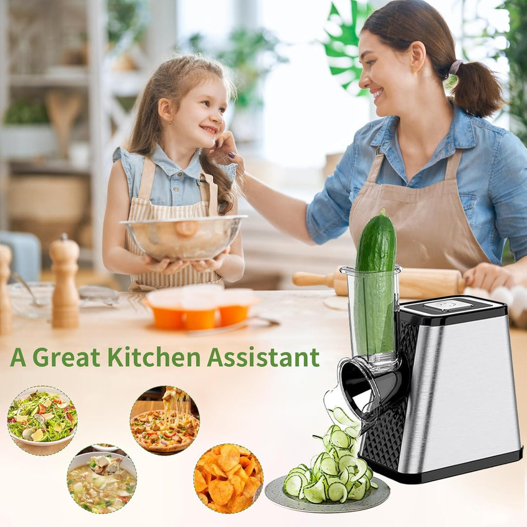 Gemüseschneider Elektrisch 5-in-1,Profi Gemüsehobel Edelstahl,Multi Gemüsehobel für Haus& Salat Zube