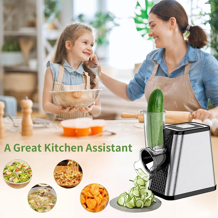 Gemüseschneider Elektrisch 5-in-1,Profi Gemüsehobel Edelstahl,Multi Gemüsehobel für Haus& Salat Zube