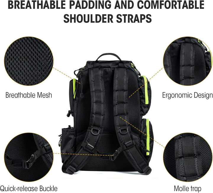 FEIWOOD GEAR Angelausrüstungs-Rucksack mit 4 Angelboxen, grosser Stauraum – widerstandsfähiger Angel