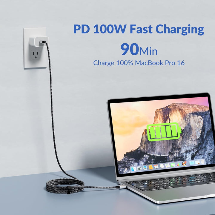 GiGimundo USB C Kabel PD100W [3Stück 1M+2M+3M], 20V/5A geflochtenes Nylon ladekabel usb c für Samsun