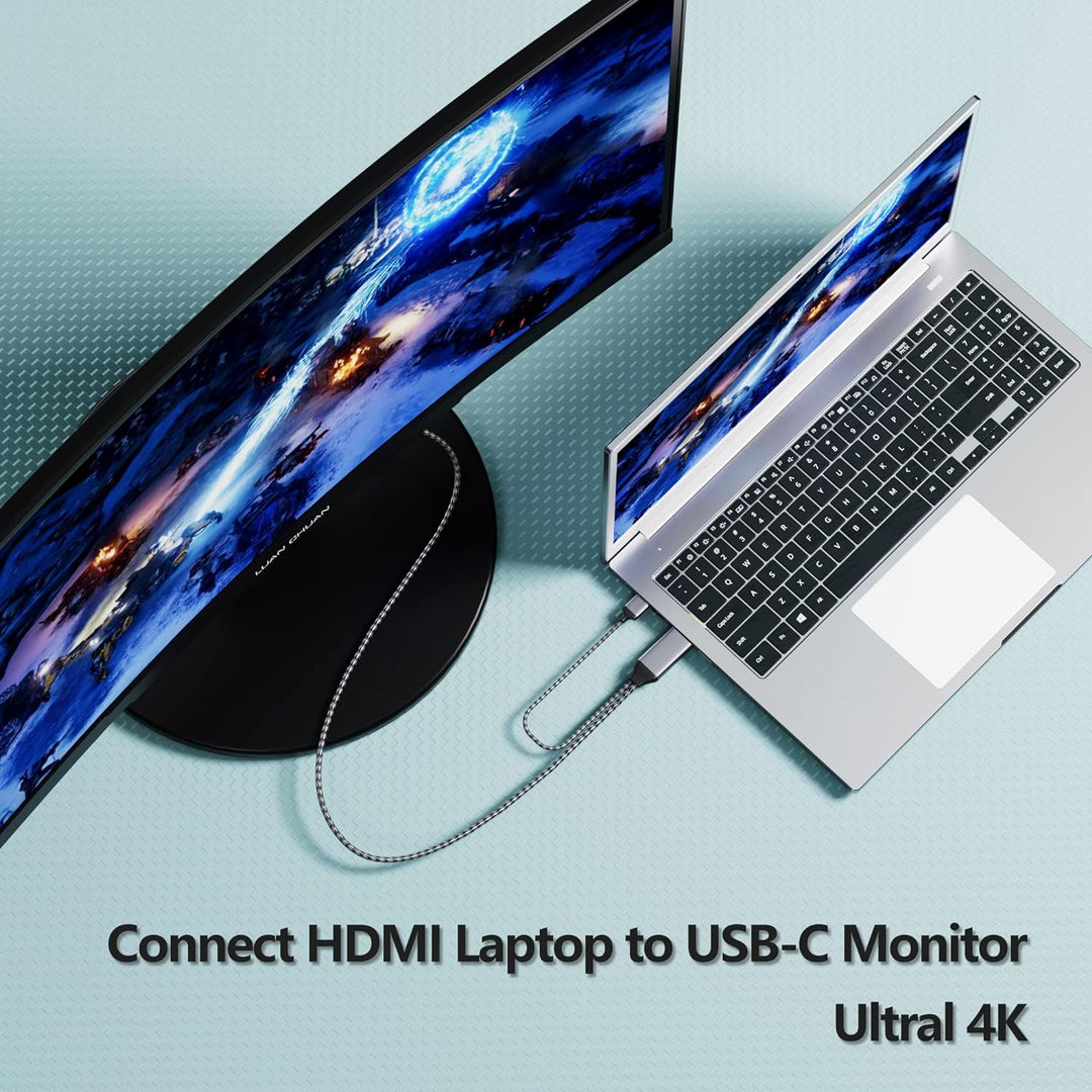 fairikabe HDMI auf USB C Kabel 4K @ 60Hz, HDMI auf USB Typ C Adapterkabel 2,0m mit USB Stromkabel, k