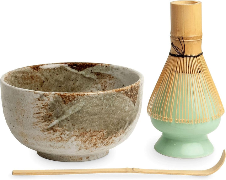 Matcha Schale Set aus Japan in Geschenkbox Matchaschale inklusive Bambus Besen, Bambus Löffel und Be