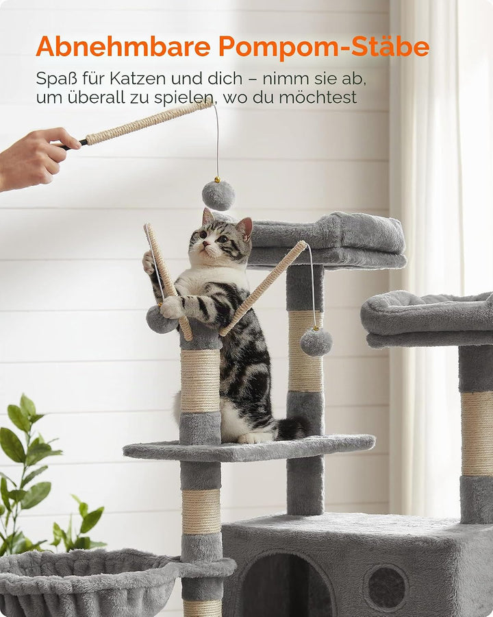 Feandrea Kratzbaum, XXL Katzenbaum, 164 cm, hellgrau PCT087W01, Hellgrau
