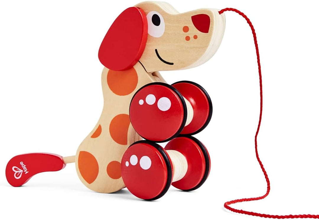 Hape Nachziehhund „Pepe“ – Holz Nachziehspielzeug, Lauflern-Begleiter zur Förderung von Motorik und