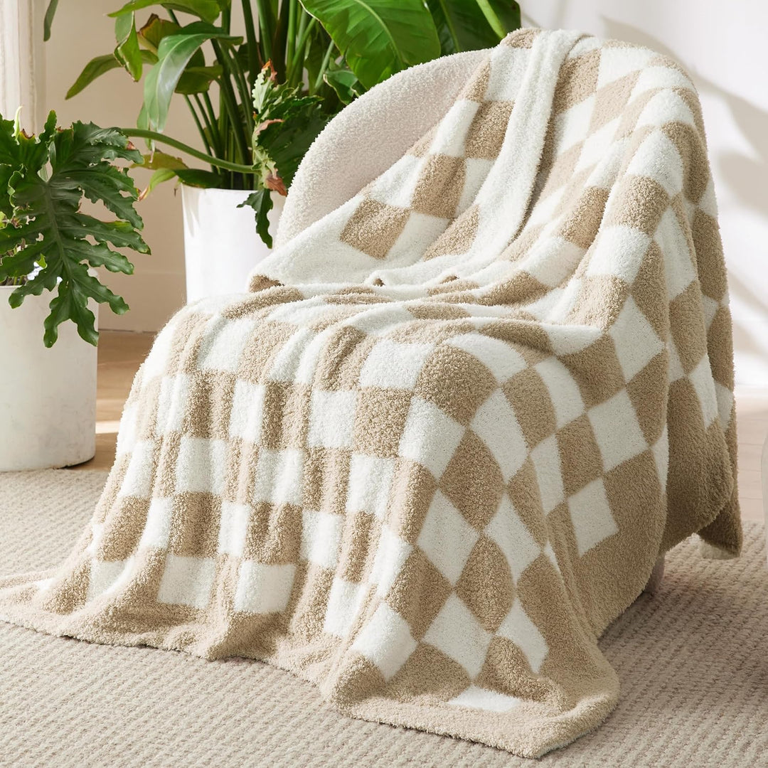 Bedsure Herbstgeschenke, karierte flauschige Überwurfdecke für Couch, superweiche, gemütliche und wa