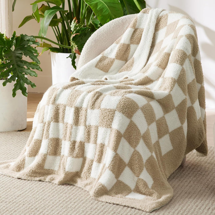 Bedsure Herbstgeschenke, karierte flauschige Überwurfdecke für Couch, superweiche, gemütliche und wa