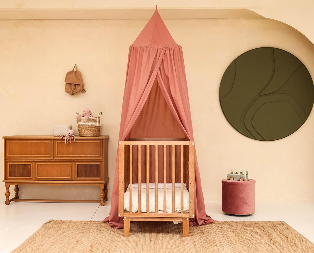 Rosa Baldachin für Kinderzimmer | Hängender Betthimmel für Babybett | Moskitonetz für Stubenwagen &