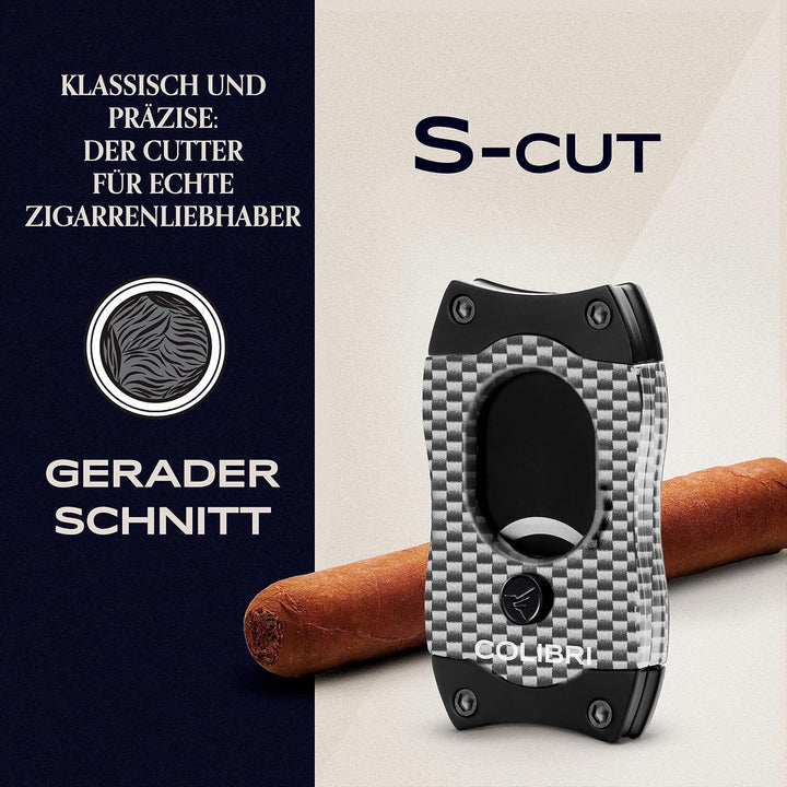 Colibri S-Cut Zigarrenschneider - Kohlefaser-Muster - Klassischer Gerader Schnitt - Bis zu 66 Ringma