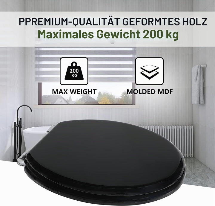 Angel Shield Toilettensitz aus Holz mit verstellbaren sanft schliessenden Scharnieren, antibakteriel