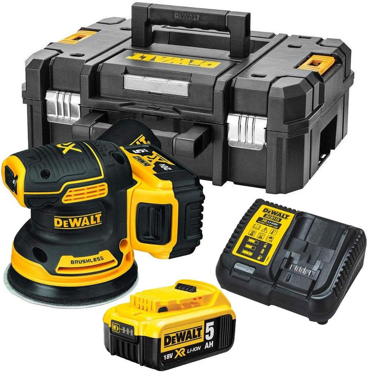 DeWalt DCW210P2-QW - Lijadora Rotorbital sin escobillas XR 18V con 2 baterías Li-Ion 5,0Ah, Silber