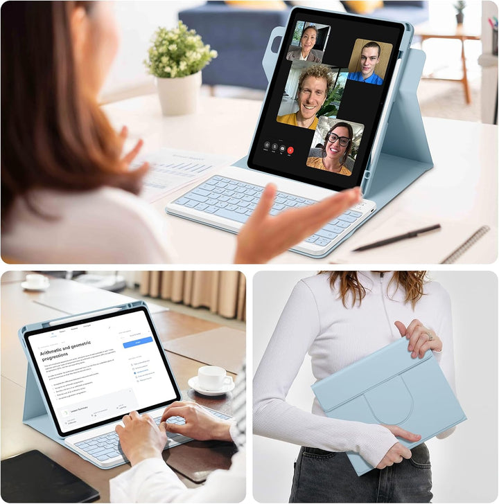 Bettdow für iPad Air 13 Zoll M3 2025/ M2 2024 Tastatur Hülle, Hoch-/Querformat Verwenden Hülle, Deut