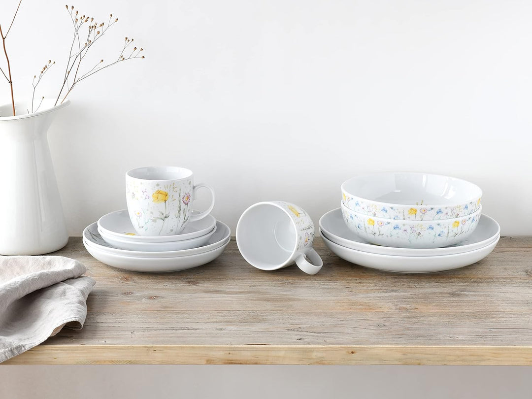 CreaTable, 23617, Serie Allround - WIESENBLUMEN, Geschirrset, Kombiservice 10 teilig
