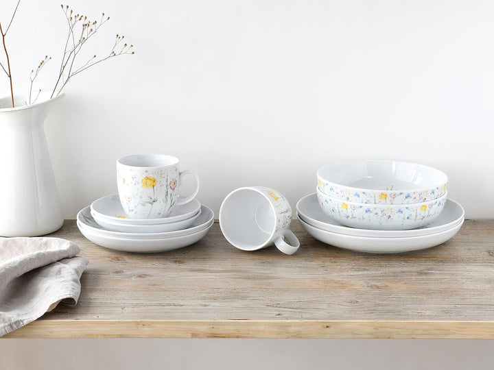 CreaTable, 23617, Serie Allround - WIESENBLUMEN, Geschirrset, Kombiservice 10 teilig