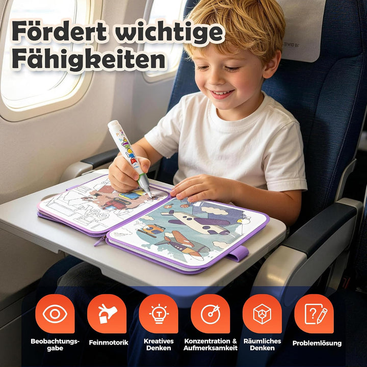 cabaro 4er Set EVA Wassermalbuch Kinder ab 3 Jahre, Reissfest &amp; Wasserdicht | Wiederverwendbares Mag