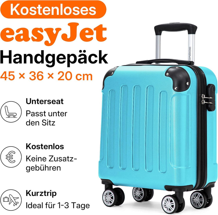 BEIBYE Handgepäck Koffer 45x36x20 cm – Untersitzkoffer für EasyJet, kleines Kabinengepäck aus ABS, G