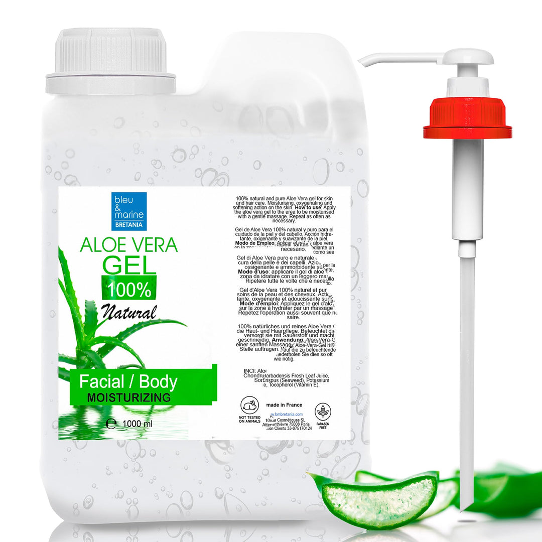 Aloe-Vera-Gel 1000 ml aus Bio-Pflanzen der Kanarischen Inseln, Skincare Babys und Haustiere, Frische