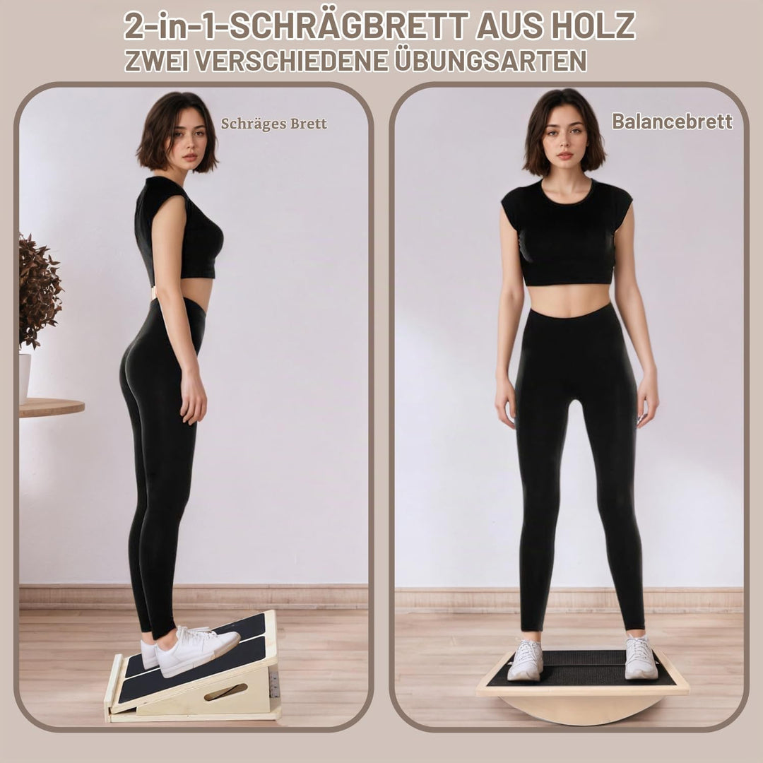 Schrägbrett, Verstellbar Balance Board Erwachsene, Rutschfestes Wadendehner Fusstrainer Heimtraining