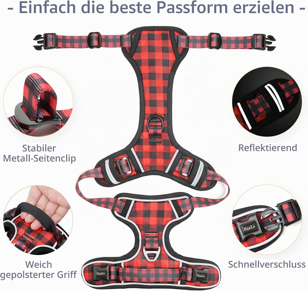 HEELE Hundegeschirr, No-Pull Hundegeschirr, Brustgeschirr für Mittelgrosse Hunde, Weich Atmungsaktiv