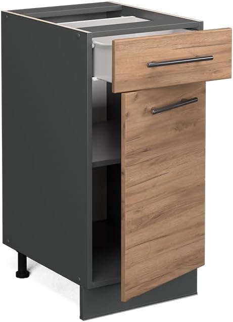 Vicco Küchenunterschrank Fame-Line, Goldkraft Eiche/Anthrazit, 40 cm ohne Arbeitsplatte Goldkraft Ei