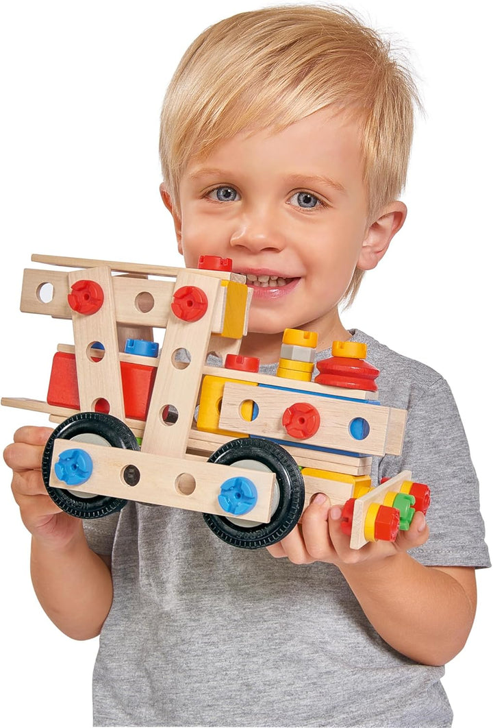 Eichhorn/Heros 100039027 - Constructor groÃe Lok, 100-teilig - Holz-Konstruktionsset - 4 Verschieden